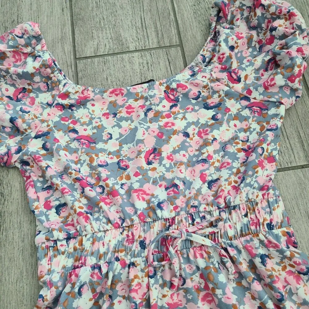 Free Pink Heart Trixxi girls Floral Puff Sleeve Fit & Flare Dress Size Medium